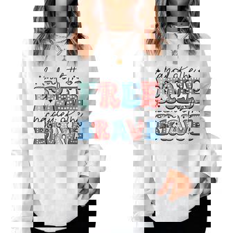 Land Of The Free Because Of The Brave Dalmatian Dots Womens Women Sweatshirt - Seseable