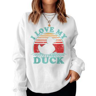 I Love My Duck Vintage 80S Style Women Sweatshirt - Monsterry DE