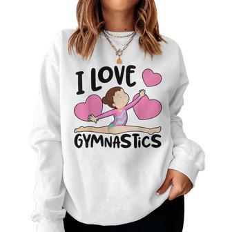 I Love Gymnastics Sports Gymnast Girls Cute Heart Women Sweatshirt - Seseable
