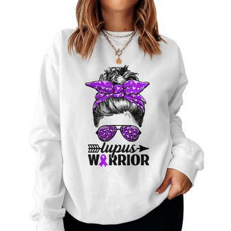 Lupus Warrior Messy Bun Wear Purple Lupus Awareness Women Sweatshirt - Monsterry AU
