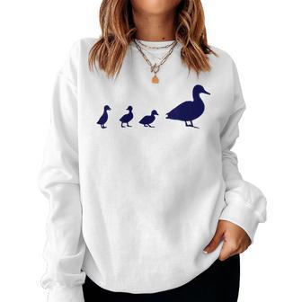 Mama Duck 3 Ducklings Animal Family B Women Sweatshirt - Monsterry