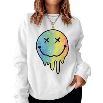 Melting Rainbow Smile Smiling Melted Dripping Face Women Sweatshirt - Monsterry
