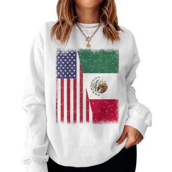 Mexico Independence Day Half Mexican American Flag Women Women Sweatshirt - Monsterry UK