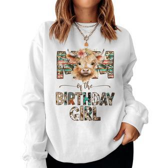 Mom And Dad Birthday Girl Cow Family Party Decorations Women Sweatshirt - Seseable
