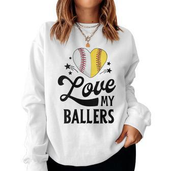 Mom S For Love My Ballers Softball Women Sweatshirt - Monsterry DE