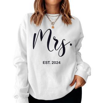 Mrs Est 2024 Just Married Wedding Wife Mr & Mrs Women Women Sweatshirt - Monsterry