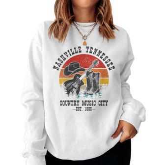 Nashville Tennessee Country Music City Cowboy Cowgirl Guitar Women Sweatshirt - Thegiftio UK