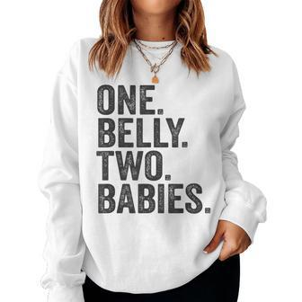 One Belly Two Babies Mom Of Twins Quote Saying Meme Women Sweatshirt - Monsterry