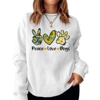 Peace Love Dogs Sunflower Dog Paw Dog Mom Cute Mother's Day Women Sweatshirt - Monsterry
