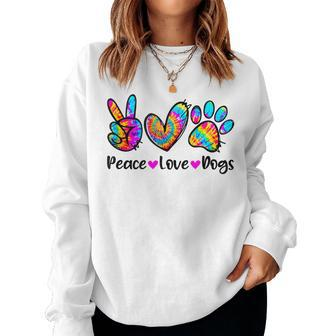 Peace Love Dogs Tie Dye Dog Paw Dog Mom Cute Mother's Day Women Sweatshirt - Monsterry