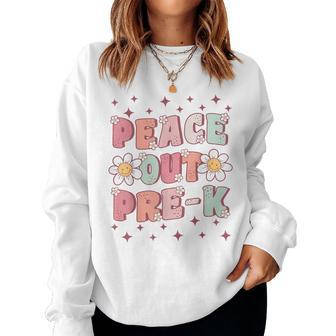 Peace Out Pre-K Cute Groovy Last Day Of Preschool Graduation Women Sweatshirt - Monsterry DE