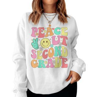 Peace Out Second Grade Groovy 2Nd Grade Last Day Of School Women Sweatshirt - Monsterry DE