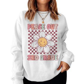 Peace Out Third Grade Cute Groovy Last Day Of 3Rd Grade Women Sweatshirt - Monsterry