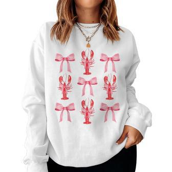Pink Bow Cute Coquette Crawfish Y2k Clean Girl Aesthetic Women Sweatshirt | Mazezy UK