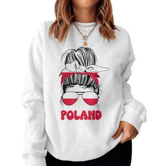 Polish Messy Bun Proud Poland Flag For Girls Women Sweatshirt - Thegiftio UK