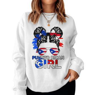Puerto Rico Flag Messy Puerto Rican Girls Souvenirs Women Sweatshirt - Thegiftio UK
