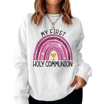 Rainbow My First Holy Communion Girl Church Religious Women Sweatshirt - Monsterry AU
