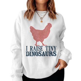 I Raise Tiny Dinosaurs Vintage Retro Chicken Silhouette Women Sweatshirt - Monsterry UK