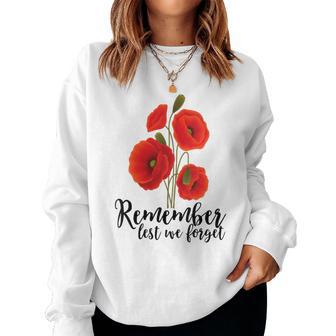 Remember Lest We Forget Poppy Veterans Day Women Sweatshirt - Thegiftio UK
