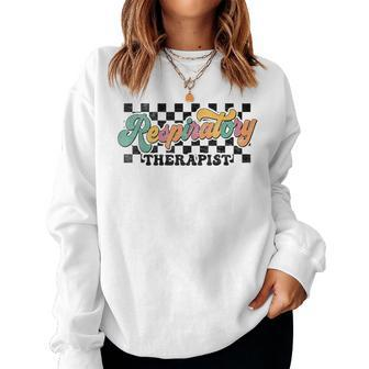 Respiratory Therapist Week Retro Checkered Vintage Women Sweatshirt - Monsterry DE