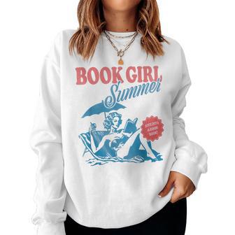 Retro Book Girl Summer Bookish Vacation Reader Women Sweatshirt - Thegiftio UK