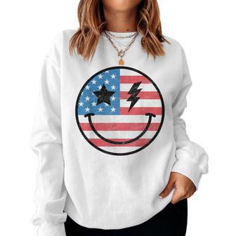 Retro Groovy America Usa Patriotic 4Th Of July Memorial Day Women Sweatshirt - Monsterry DE