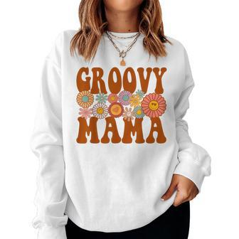 Retro Groovy Mama Matching Family Pregnancy Reveal Women Sweatshirt - Seseable
