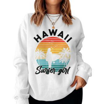 Retro Hawaii Surfer Girl Hawaiian Surf Girl Beach Surfing Women Sweatshirt - Thegiftio UK