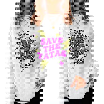 Retro Save The Tatas For Pink Breast Cancer Women Sweatshirt | Mazezy