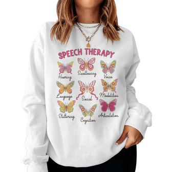 Retro Speech Therapy Butterfly Speech Language Pathologist Women Sweatshirt - Thegiftio UK