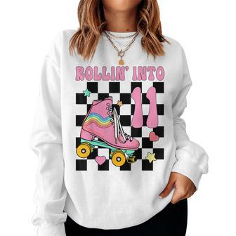 Rolling Into 11 Years Old Roller Skating Girl 11Th Birthday Women Sweatshirt - Monsterry