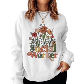 Social Worker Flower Grow Retro Vintage Social Work Life Women Sweatshirt - Seseable