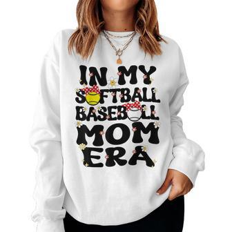 In My Softball Baseball Mom Era Retro Groovy Mom Of Both Women Sweatshirt - Monsterry UK