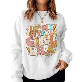 In My Softball Girl Era Retro Softball Girl Groovy Cute Women Sweatshirt - Seseable