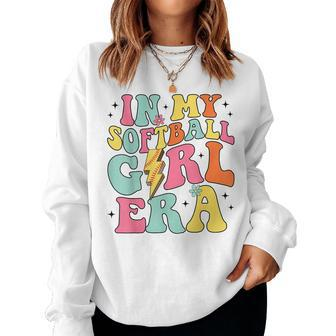 In My Softball Girl Era Retro Groovy Softball Girl Women Sweatshirt - Seseable