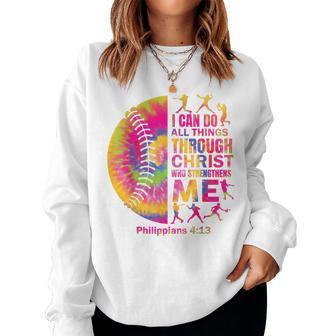 Softball T N Girls Christian Christ Tie Dye Women Sweatshirt | Mazezy