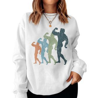 Sports Mom & Dad Silhouette Vintage Body Building Women Sweatshirt - Monsterry CA