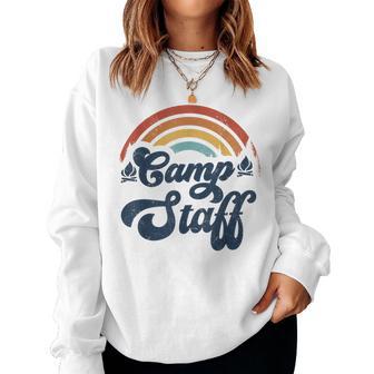 Summer Camp Counselor Staff Groovy Rainbow Camp Counselor Women Sweatshirt - Monsterry