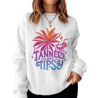 Tanned And Tipsy Beach Summer Vacation Tie Dye Women Women Sweatshirt - Monsterry AU