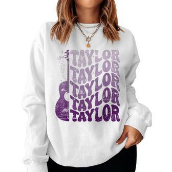 Taylor First Name I Love Taylor Girl Groovy 80'S Vintage Women Sweatshirt | Mazezy