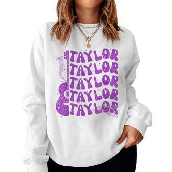 Taylor First Name I Love Taylor Girl Groovy 80'S Vintage Women Sweatshirt - Monsterry