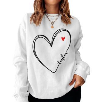 Taylor First Name I Love Taylor Girl With Heart Women Sweatshirt - Monsterry