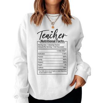 Teacher Nutrition Facts Teacher Appreciation Women Sweatshirt - Monsterry CA