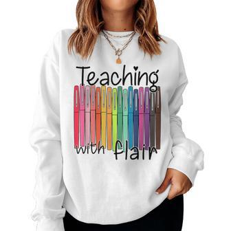 Teaching With Flair Preschool Teacher First Day Of School Women Sweatshirt - Seseable