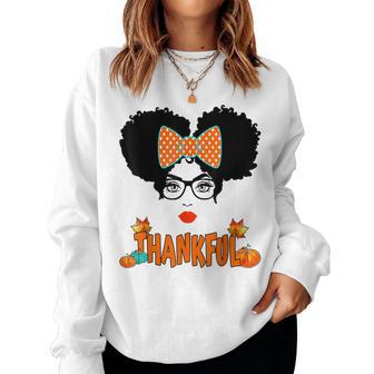 Thanksgiving Bow Black Girl Magic Puff Melanin Thankful Women Sweatshirt - Monsterry CA