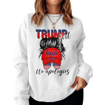 Trump Girl No Apologies Patriotic American Women Sweatshirt - Seseable