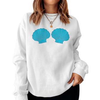 Turquoise Seashells For Mermaid Bachelorette Party Women Sweatshirt - Monsterry CA