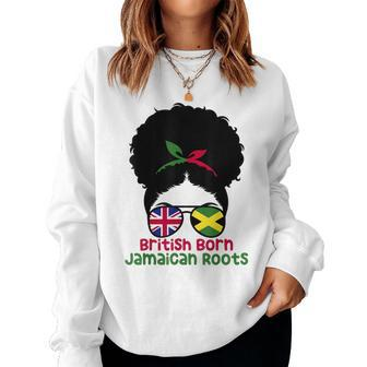 Uk British Grown Jamaican Roots Messy Bun Women Sweatshirt - Thegiftio UK