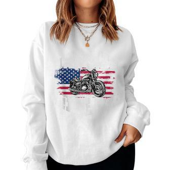 Us American Flag Biker Motorcycle T For Women Women Sweatshirt - Monsterry DE