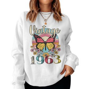 Vintage 1963 Sunflower 60Th Birthday Awesome Since 1963 Women Sweatshirt - Monsterry